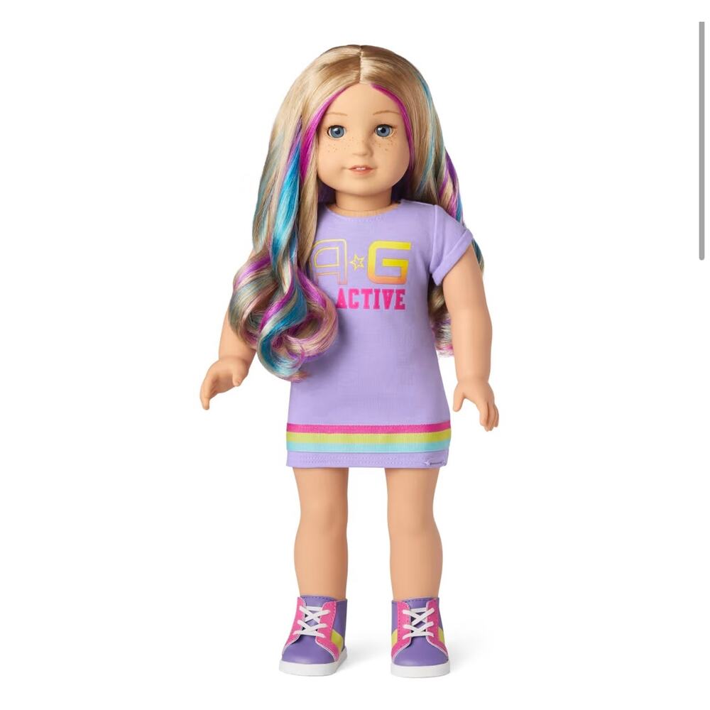American Girl Show Your Sporty Side Doll Dress Purple Active Purple Pink Yellow - Picture 4 of 7